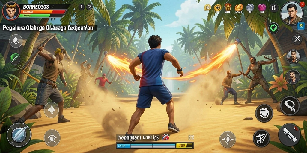 Tampilan aksi seru dalam gameplay BORNEO303 yang menggugah semangat olahraga.