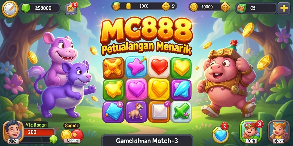 Screeshot gameplay seru MC888 dengan elemen Match-3.
