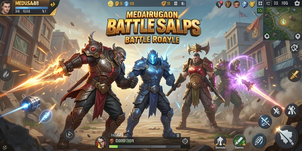 Tampilan menegangkan dalam permainan Battle Royale MEDUSA88.
