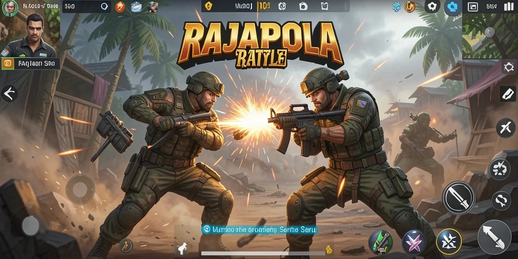 Gameplay seru RAJAPOLA dengan pertarungan intens Battle Royale.