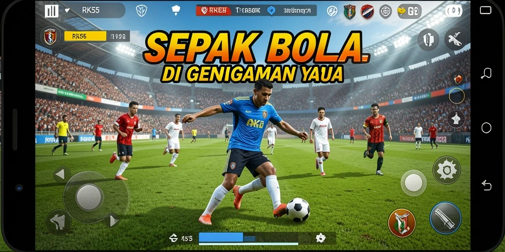 Tampilan gameplay RK55 yang menggugah selera sepak bola.
