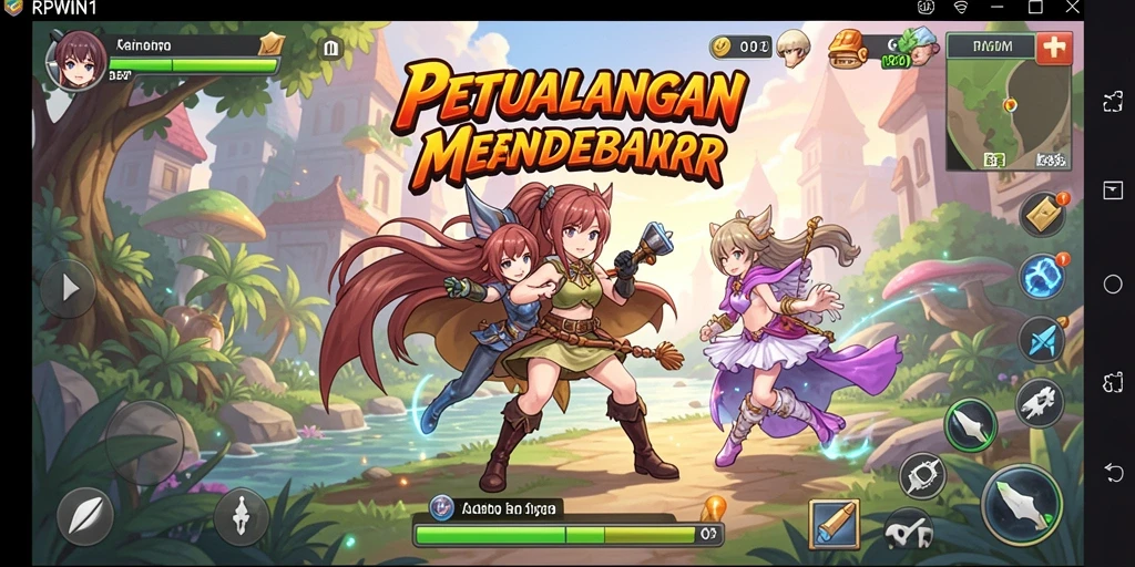 Tampilan gameplay RPWIN1 yang memukau dalam dunia anime.